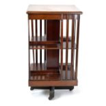 Edwardian inlaid revolving bookcase