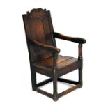 17th Century oak open arm chair