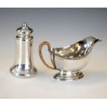 George VI silver sauceboat and sugar caster