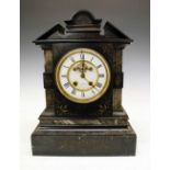 Late 19th Century French black slate mantel clock