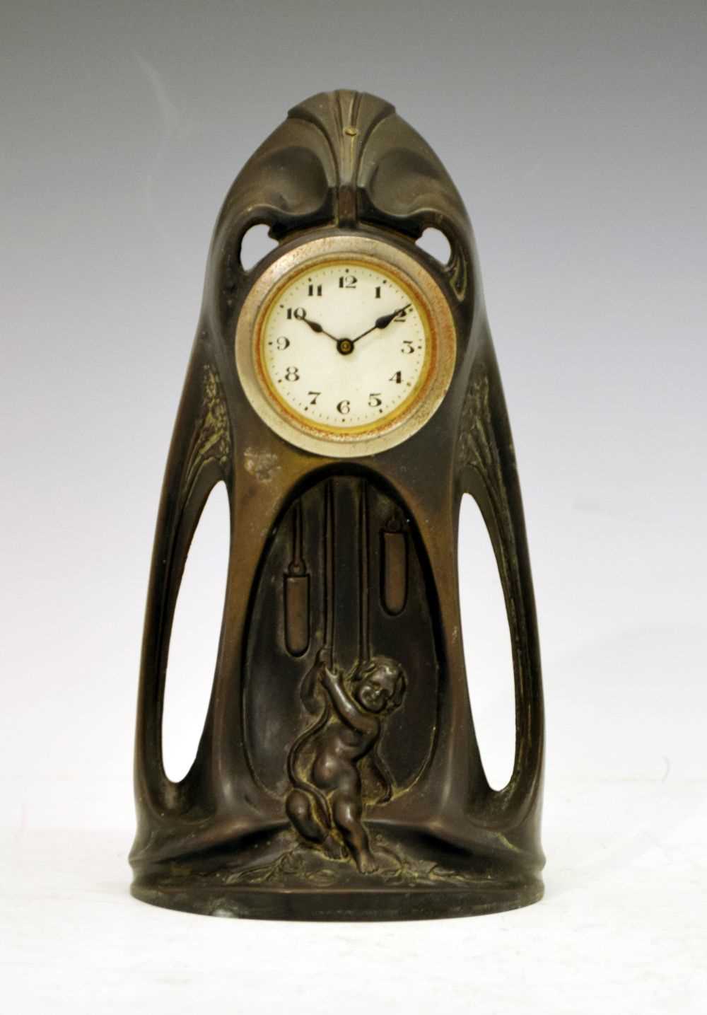 Continental Art Nouveau spelter clock