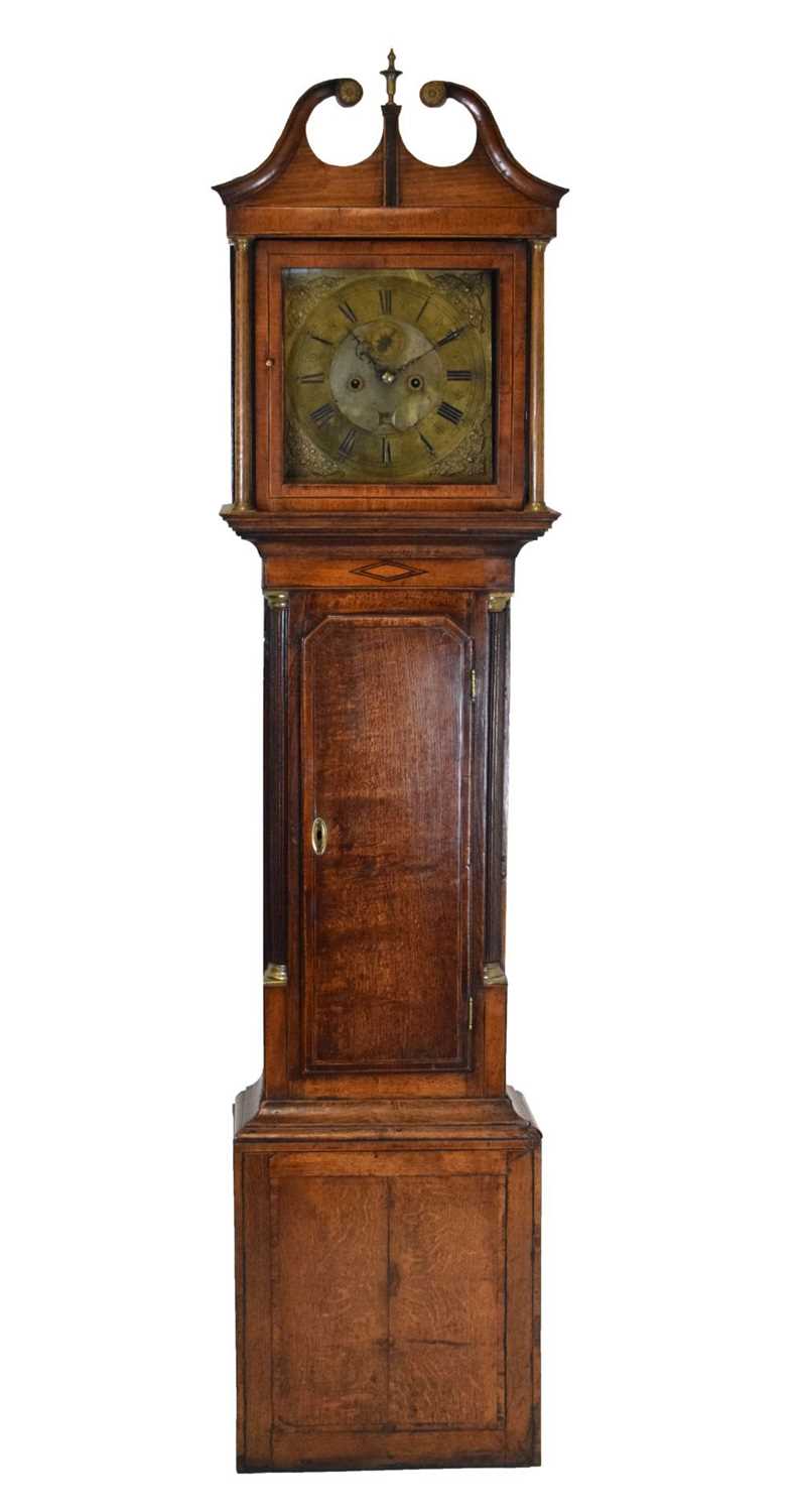 Early George III oak-cased 8-day brass dial longcase clock