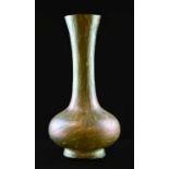 Loetz-style green and iridescent vase with flared neck