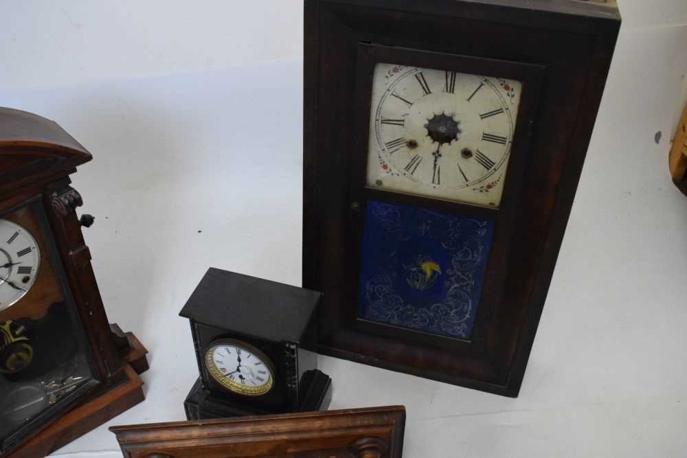 Four clocks to include; an American wall clock, slate mantel clock, etc - Image 4 of 4