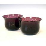 Pair of amethyst glass bowls