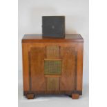 Oak stereo cabinet and records