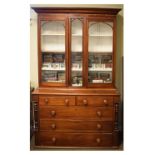 Victorian mahogany bookcase on chest