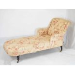 Chaise lounge having floral button-back upholstery,