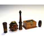 Five treen novelty travelling inkwells