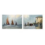 Edward Wesson, RI, (1910-1983) - Two watercolours - Quayside and yachting