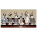 Lladro - Six porcelain female figures