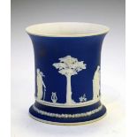 Wedgwood blue jardiniere of cylindrical form