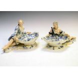 Pair of Meissen figural sweetmeat dishes