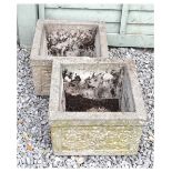 Two square Sandford Stone style garden planters