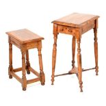 Fruitwood table, and reproduction stool