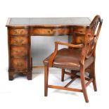 Bevan Funnell - Mahogany serpentine fronted twin pedestal desk and chair