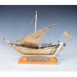 Middle Eastern white metal model yacht