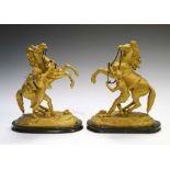 Pair of gilt spelter Marly type horses