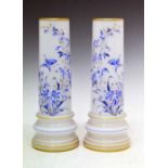 Pair of 19th Century painted opaque glass vases