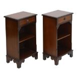 Pair of small reproduction open bookcases or bedside cabinets