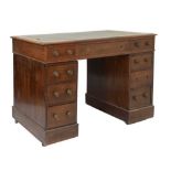 Edwardian mahogany pedestal desk