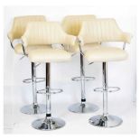 Set of four cream leatherette breakfast bar chairs