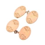 Pair of Edwardian 9ct gold oval cufflinks