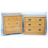 Satin walnut mirror-door wardrobe, and two three-drawer chests