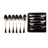 Six early 19th Century teaspoons, together with a cased set of five 1930's teaspoons