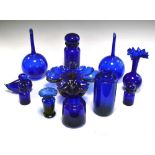Selection of 'Bristol' type blue glass