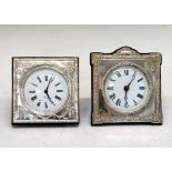 Two modern silver desk clocks