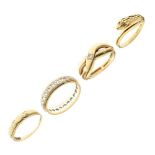 Four various 9ct gold rings