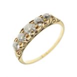 Antique 18ct gold five-stone diamond ring