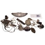 Assorted silver and white metal items