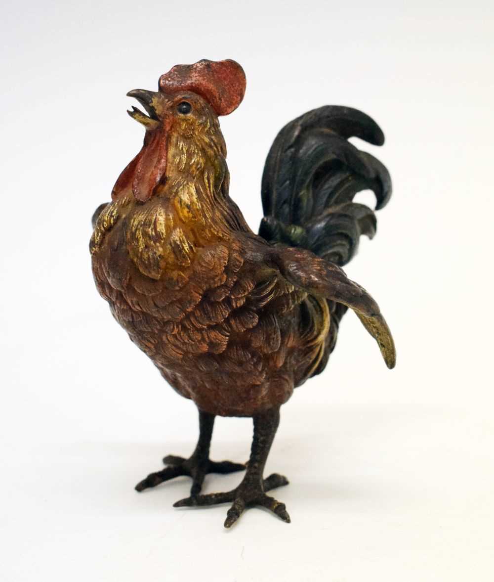 Austrian cold-painted bronze cockerel