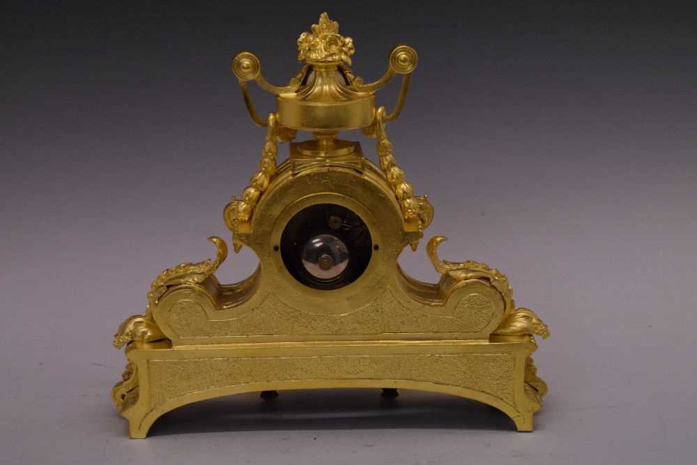 Late 19th Century French gilt metal and porcelain mantel clock - Image 6 of 9