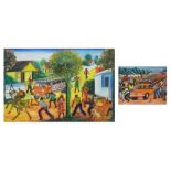 M. Louis (Haitian School) - Two oils on canvas - street scenes