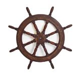 Mahogany eight-spoke ships wheel