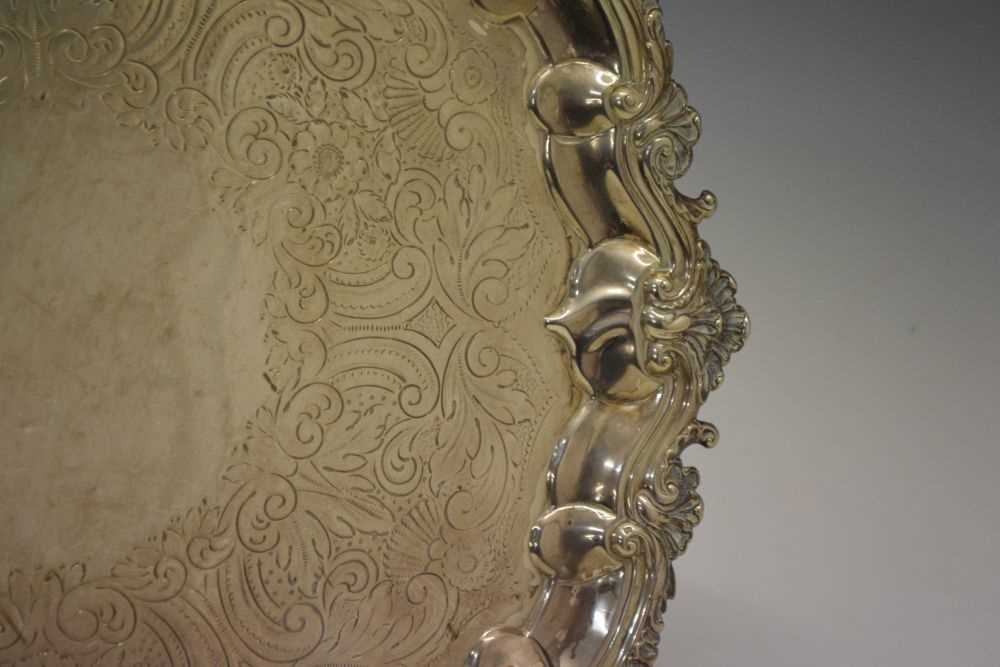 George III silver salver with raised acanthus leaf border - Image 7 of 9
