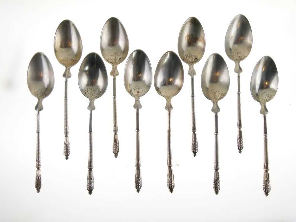 Set of ten late 19th Century French provincial silver teaspoons - Image 9 of 9