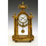 French Sienna marble portico mantel clock