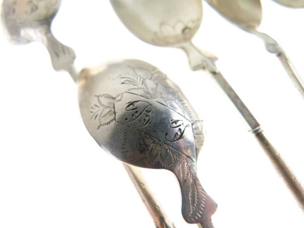 Set of ten late 19th Century French provincial silver teaspoons - Image 7 of 9