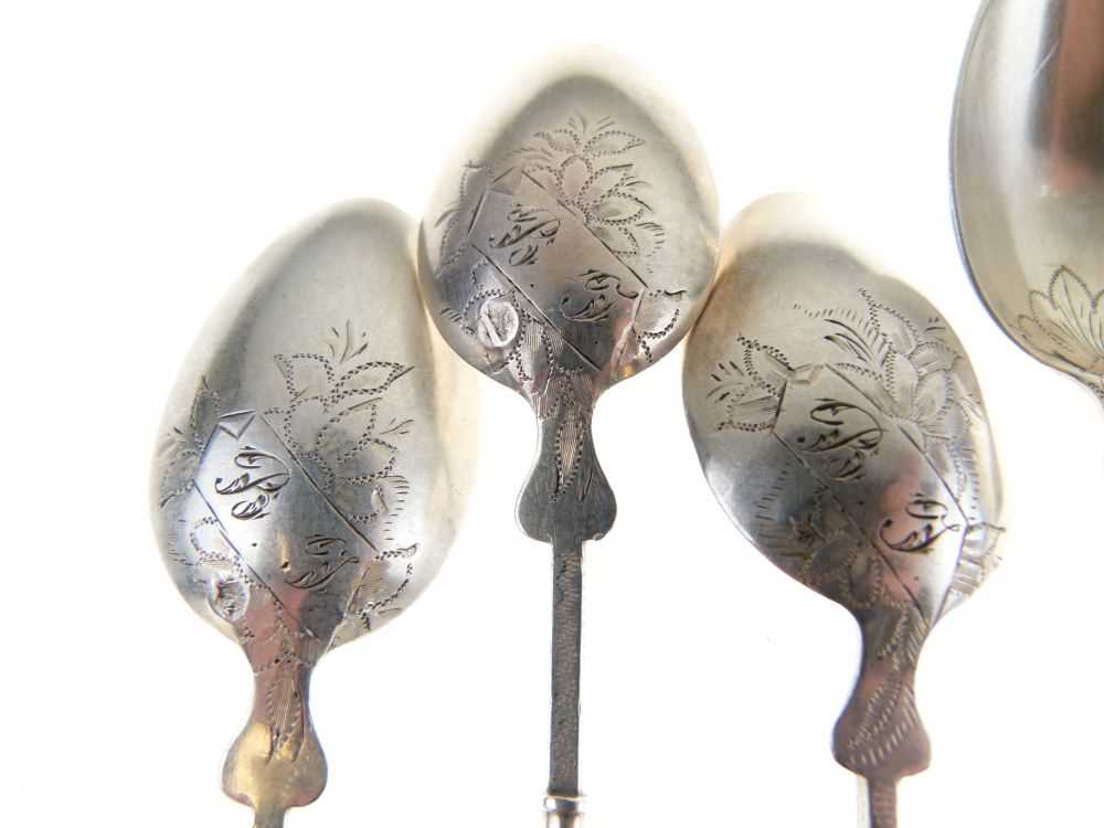 Set of ten late 19th Century French provincial silver teaspoons - Image 3 of 9