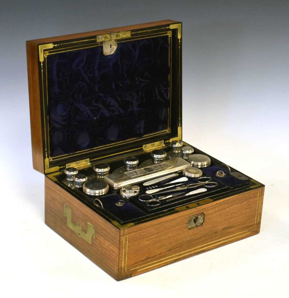 Early 19th Century rosewood and brass inlaid vanity box