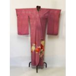 Japanese kimono or robe, decorated with peacock