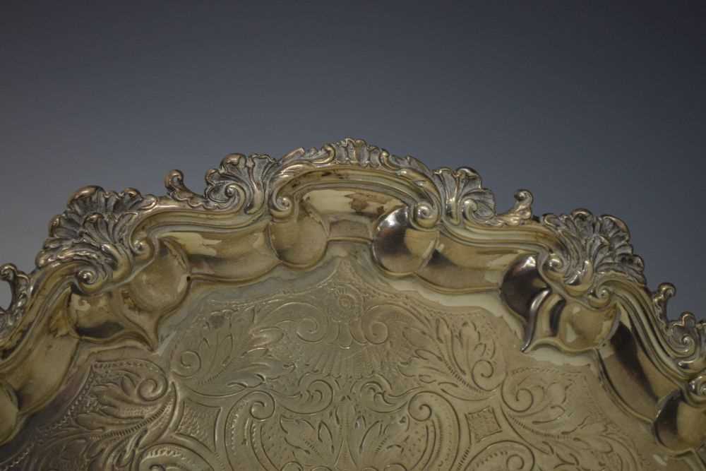 George III silver salver with raised acanthus leaf border - Image 2 of 9
