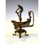 19th Century patinated bronze Grand Tour model of an oil lamp