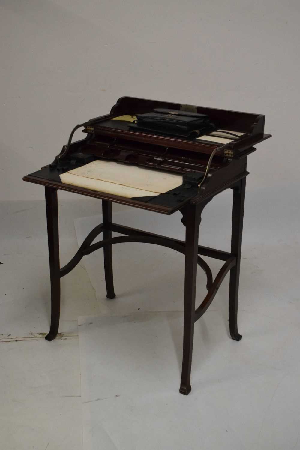Edwardian campaign style mahogany writing desk - Image 2 of 6