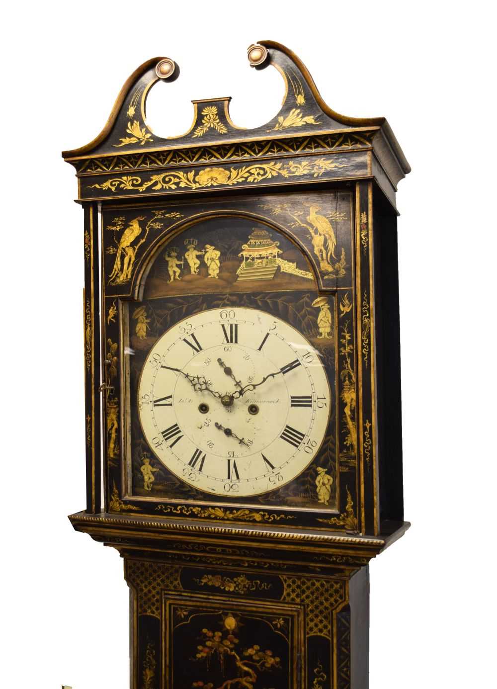 Scottish Interest - George III black-lacquered chinoiserie 8-day longcase clock