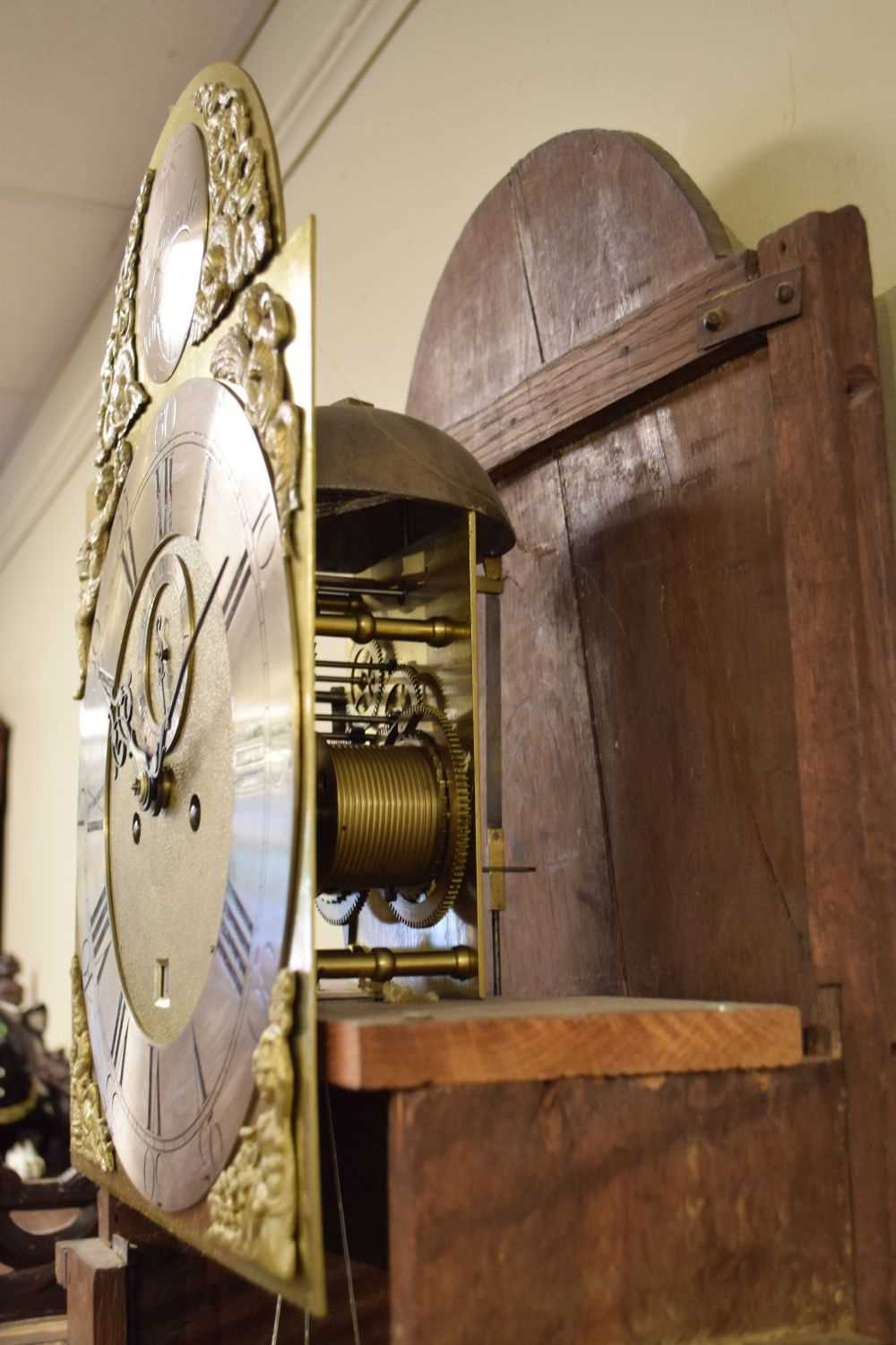 George III oak-cased 8-day brass dial longcase clock, Thomas Church of Norwich - Image 12 of 16